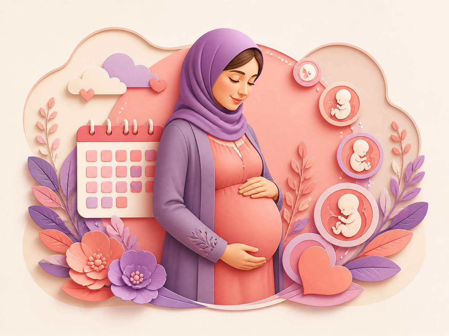 تصویرسازی مادر باردار و روند رشد جنین